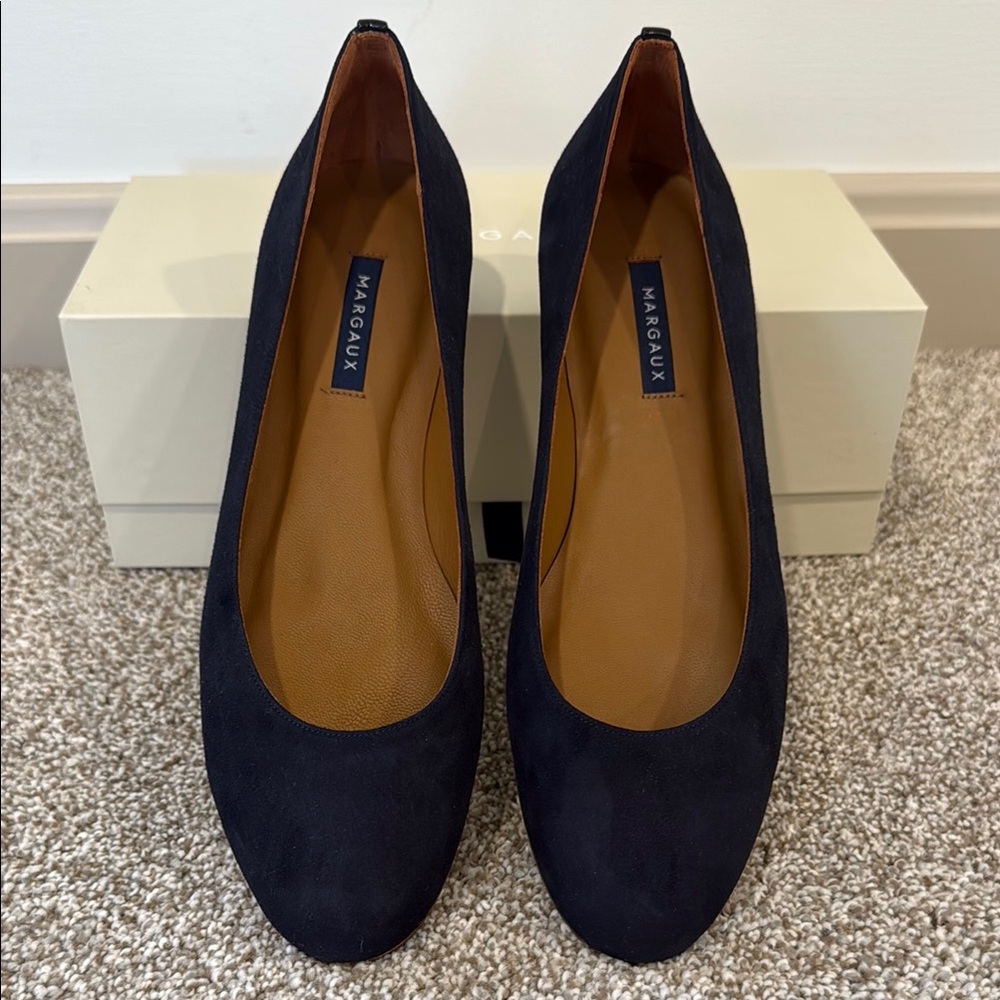 Margaux “The Classic” Ballet Flat in Midnight Blue Suede Women’s 42 Narrow NIB